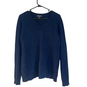 Charter Club Sweater Mens XL Navy Blue 100% Cashmere Luxury V Neck Pullover Soft